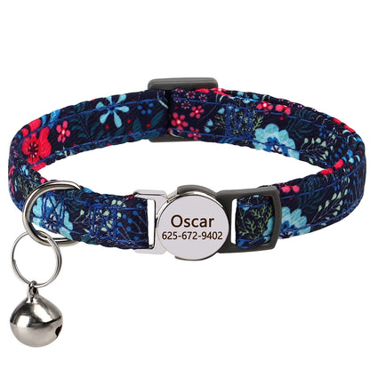 Personalized Cat Collar with Bell - Free Engraved, Breakaway Safe