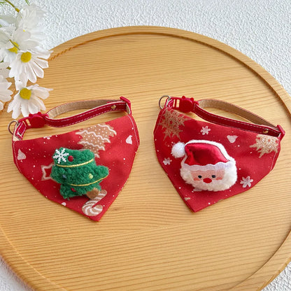 Soft Adjustable Christmas Pet Bandana Scarf Collar for Puppies and Cats