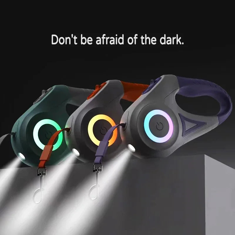 led retractable pet leash with light for small to big dogs and cats