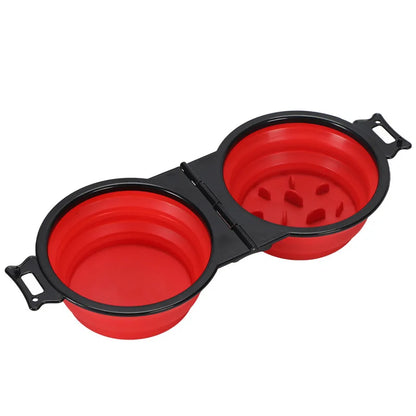ZHUOJI 2-in-1 Foldable Dual Bowl – Portable Travel Feeding Set