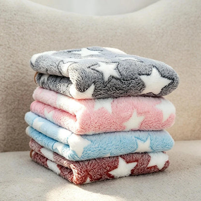 Soft Fluffy Paw Print Pet Blanket for Puppies and Cats Warm Flannel Mat