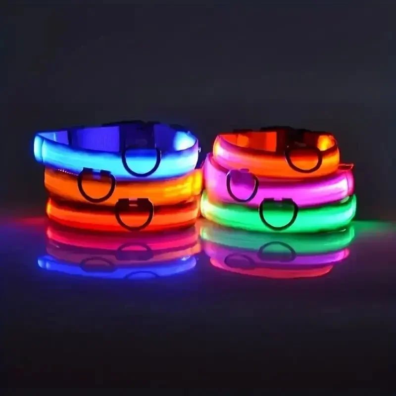 led glow dog collar - battery-powered night walking safety collar