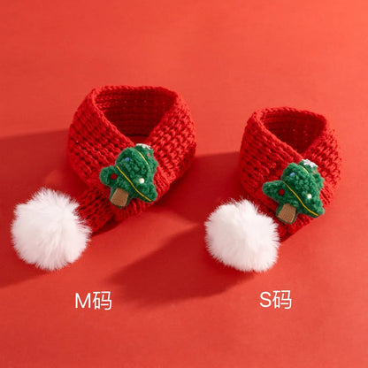 Soft Red Christmas Cat Hat and Scarf with Adjustable Chin Strap