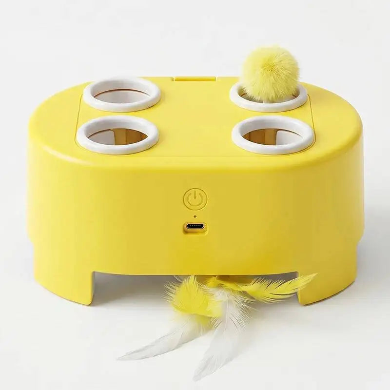 interactive whack-a-mole cat toy automatic pop-up feather toy