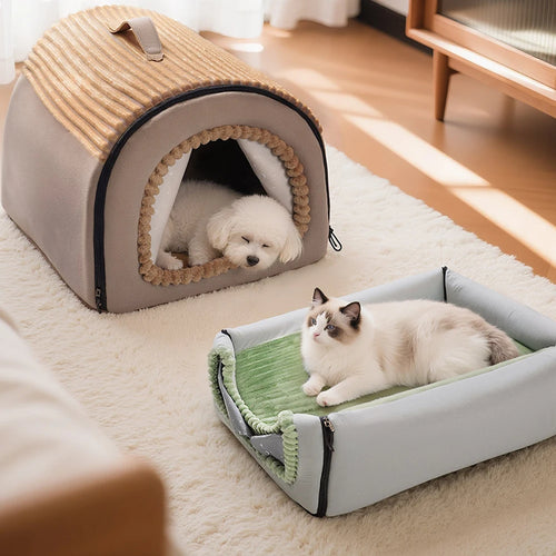 Thickened Winter Pet Bed - Enclosed Dog House & Cat Tent, Washable