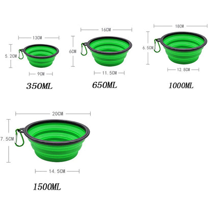 Folding Silicone Dog Bowl with Carabiner – Portable Travel Feeder