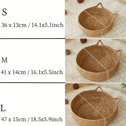 Four Seasons Woven Cat Bed – Breathable Rattan Cat Nest