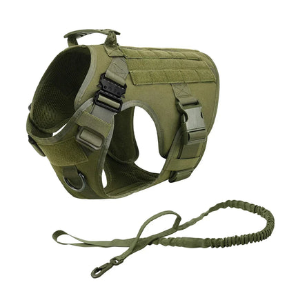 Tactical Dog Harness Set with MOLLE Pouches – Training Vest