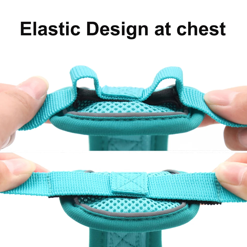 adjustable harness & leash set for small dogs - reflective, breathable