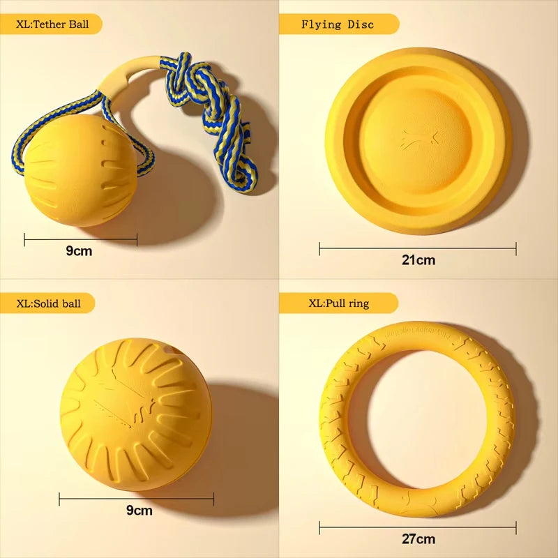 eva durable dog toy set - flying disc, ball & tug rope, 4-piece set