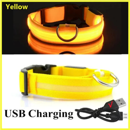 3 Modes Rechargeable LED Dog Collar - Adjustable Night Safety Glow Collar