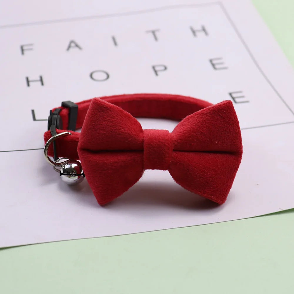christmas breakaway cat collar with bow tie and bell adjustable plaid