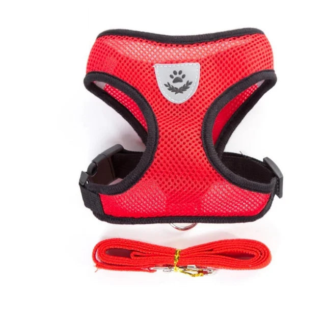 breathable mesh cat & dog harness with leash – reflective vest