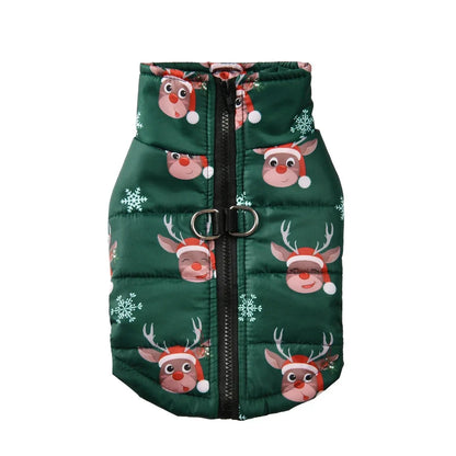 Warm Christmas Dog Jacket with D-Ring for Small and Medium Dogs