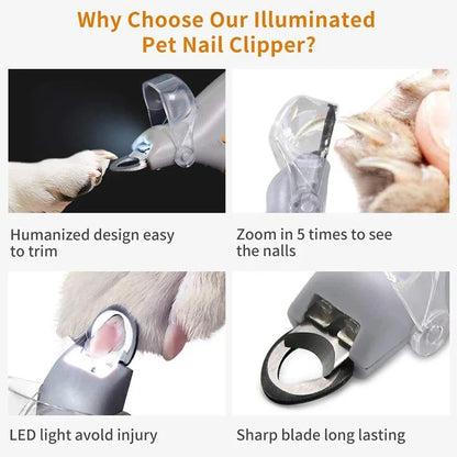 Professional LED Light Pet Nail Clippers for Dogs, Cats & Rabbits