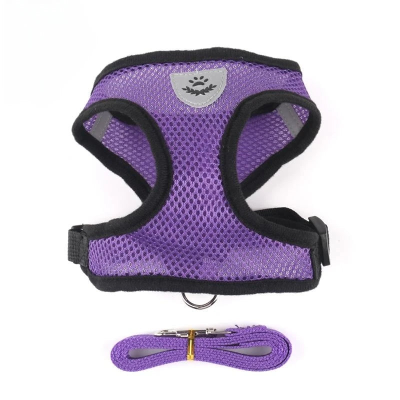 breathable mesh cat & dog harness with leash – reflective vest
