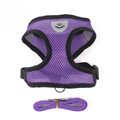 Breathable Mesh Cat & Dog Harness with Leash – Reflective Vest