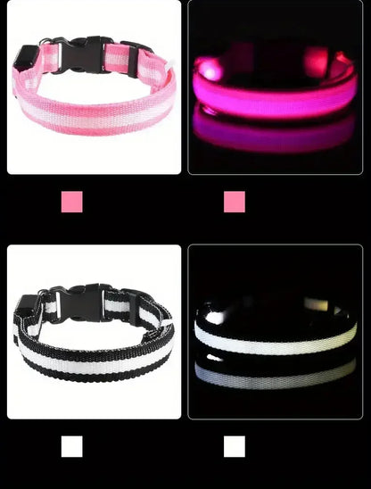 LED Glow Dog Collar - Battery-Powered Night Walking Safety Collar