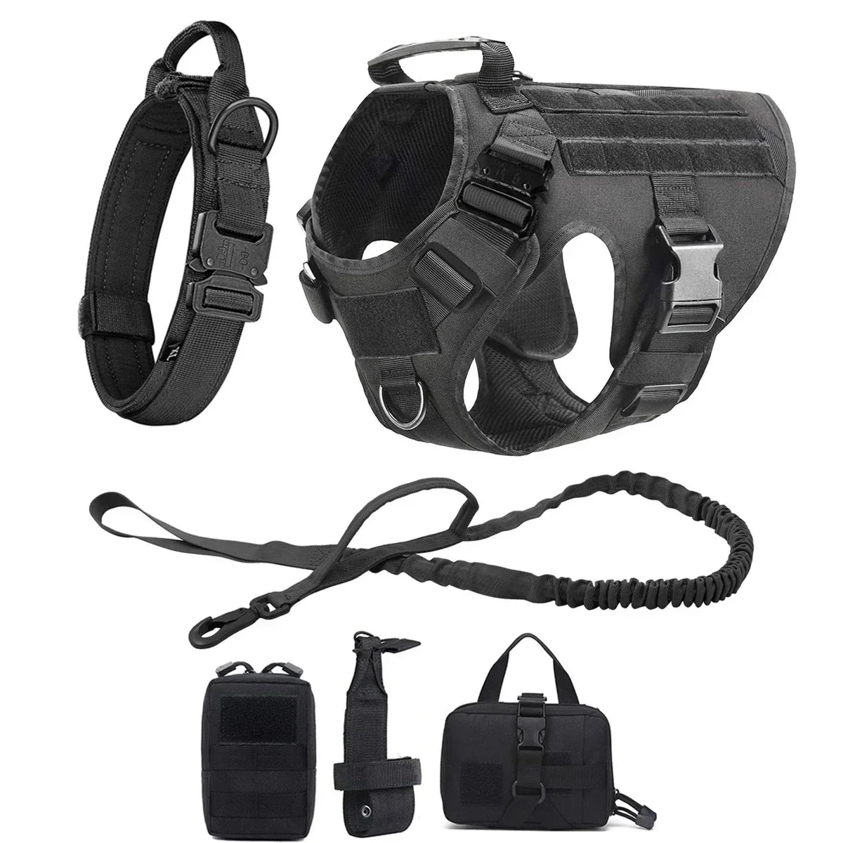 tactical dog harness set with molle pouches – training vest