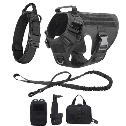 Tactical Dog Harness Set with MOLLE Pouches – Training Vest