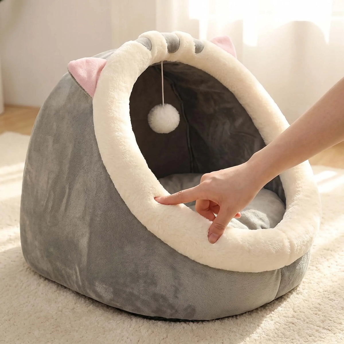 cozy cave cat bed – warm plush tent for deep, comfortable sleep