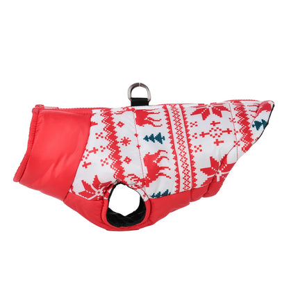 Warm Christmas Dog Jacket with D-Ring for Small and Medium Dogs