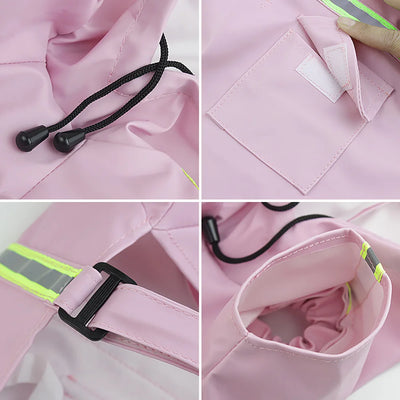 Large Dog Waterproof Hooded Raincoat Reflective Windproof Cloak Style
