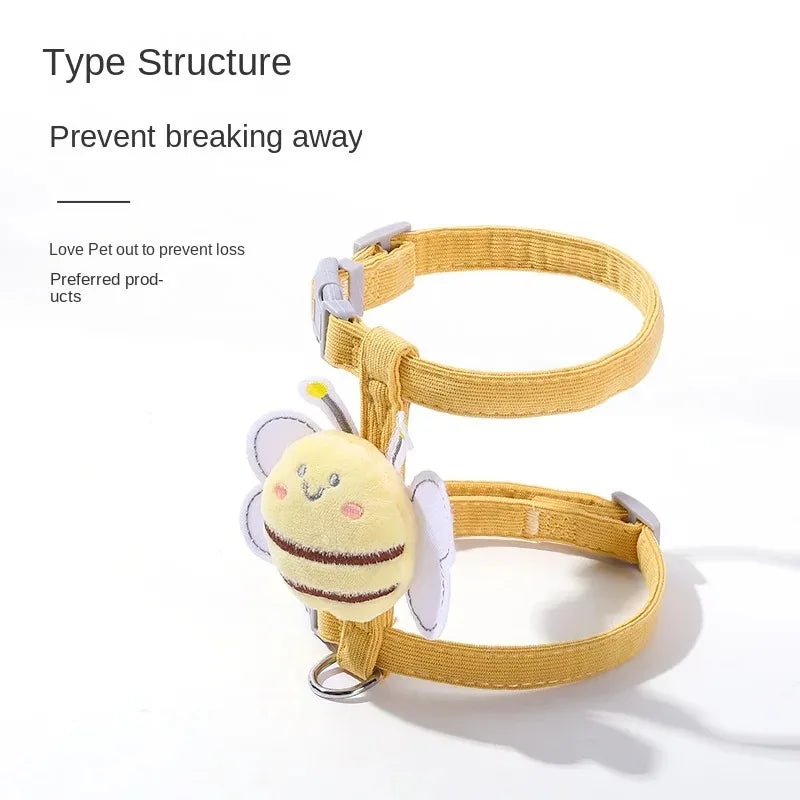 cute bee cat harness & leash set – adjustable walking vest