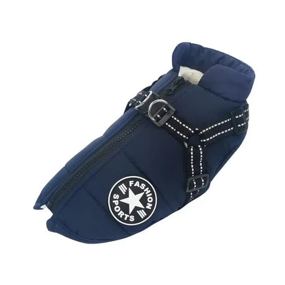 Winter Dog Jacket with Built-In Harness – Warm Splash-Proof Coat
