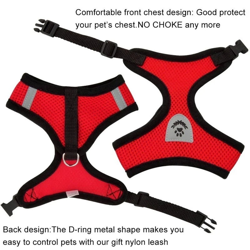 breathable mesh cat & dog harness with leash – reflective vest