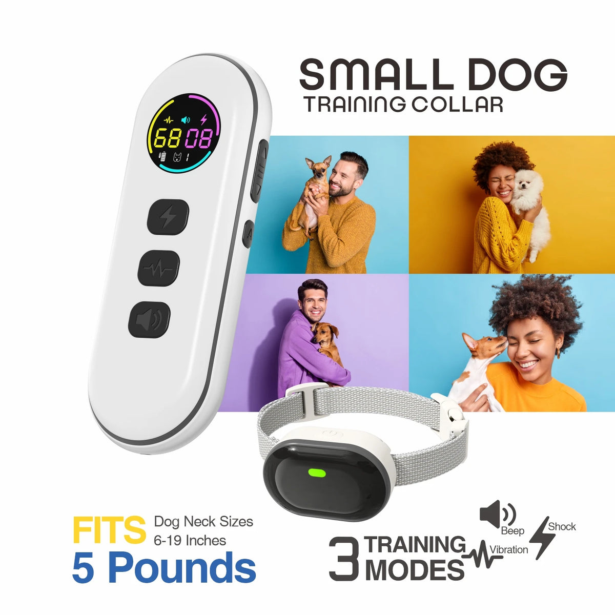 rechargeable waterproof dog training collar, remote control, 5-120lbs