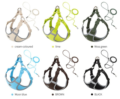 Reflective Adjustable Pet Harness & Leash Set for Small/Medium Dogs