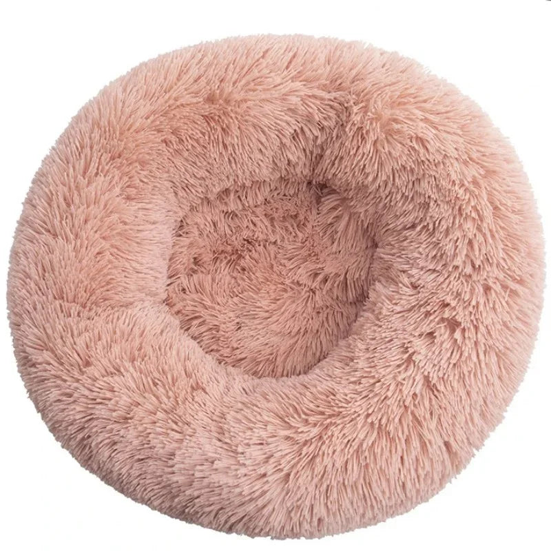soft plush round pet bed for dogs & cats, 6 sizes, machine washable