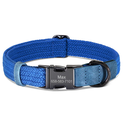 Custom Engraved Nylon Dog Collar for Small, Medium, and Large Dogs