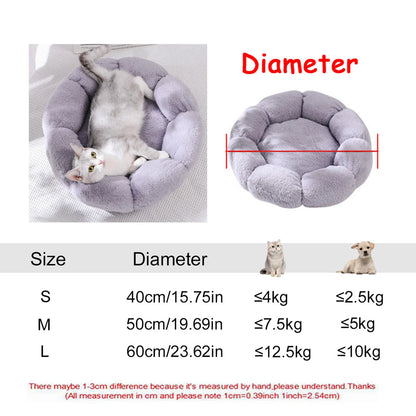 Round Plush Dog Bed, Warm Non-Slip Washable Bed for Dogs & Small Cats