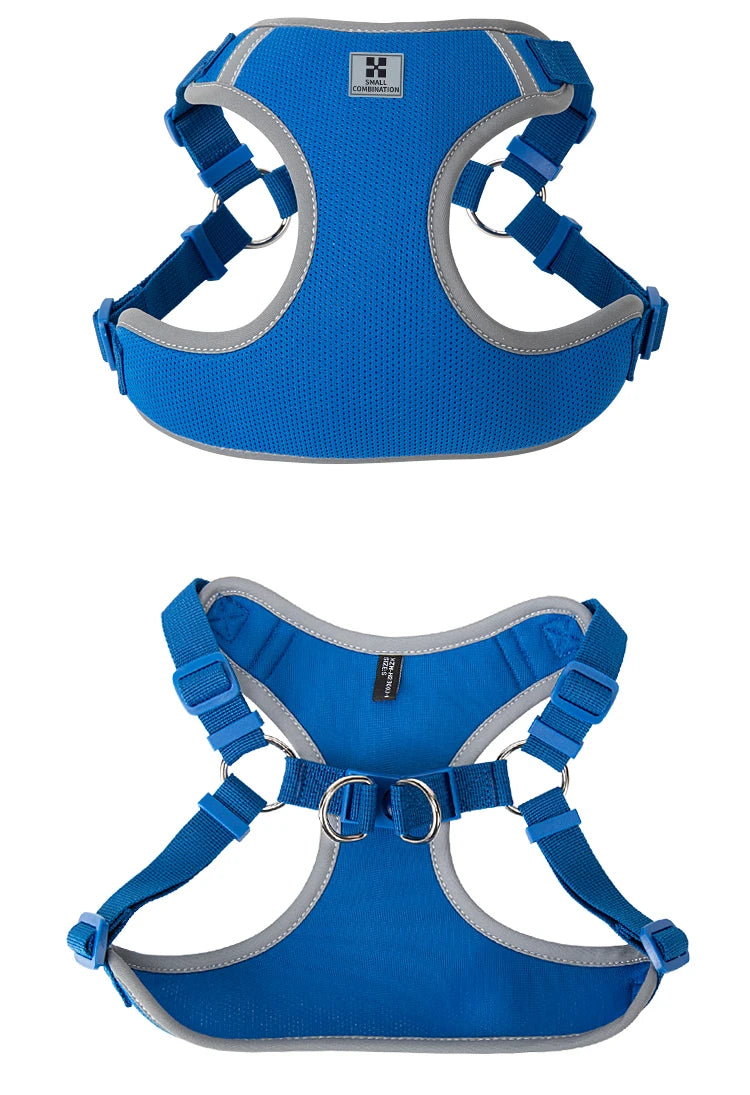reflective adjustable pet harness & leash set for small/medium dogs