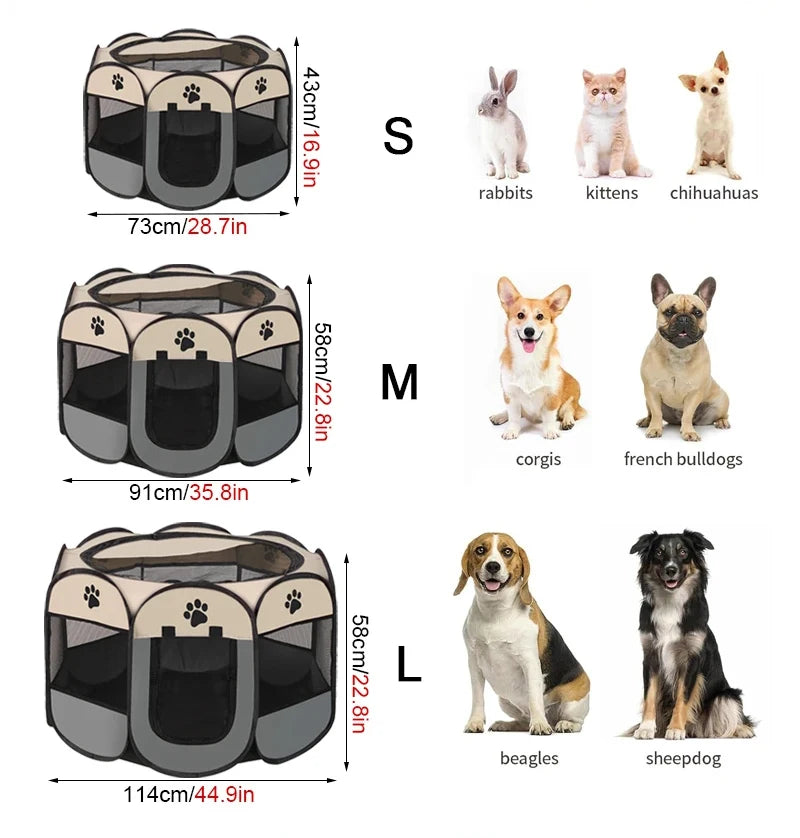 foldable pet tent playpen - octagonal outdoor fence for dogs & cats