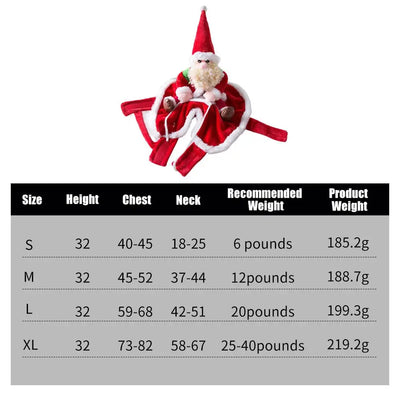 Funny Santa Claus Riding Dog Christmas Costume for Dogs & Cats, Red