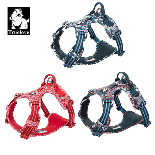 Floral Cotton No-Pull Dog Harness with Padded Comfort, Adjustable