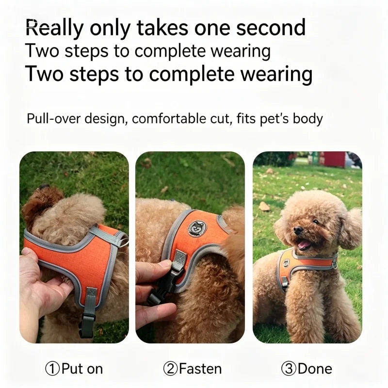 no-pull nylon dog harness - reflective, adjustable anti-burst vest