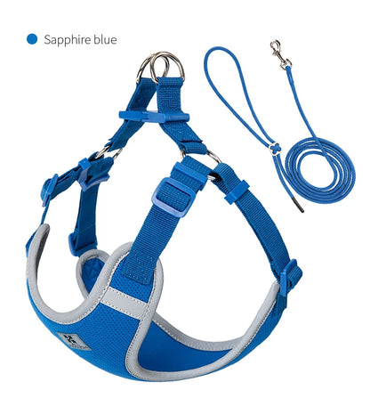 Reflective Adjustable Pet Harness & Leash Set for Small/Medium Dogs