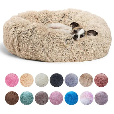 Soft Plush Round Pet Bed for Dogs & Cats, 6 Sizes, Machine Washable