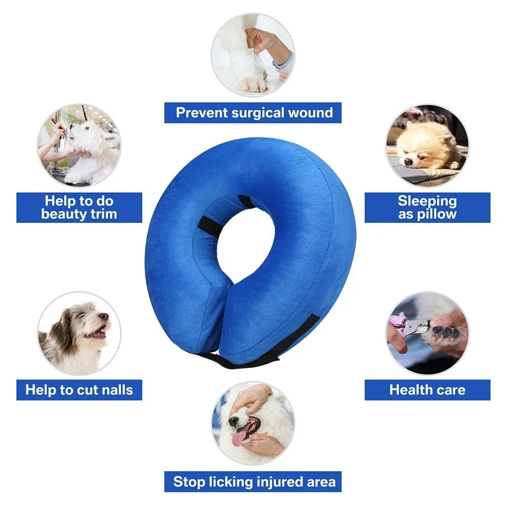 inflatable pet recovery collar after surgery - soft, comfortable cone alternative