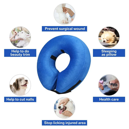 Inflatable Pet Recovery Collar After Surgery - Soft, Comfortable Cone Alternative