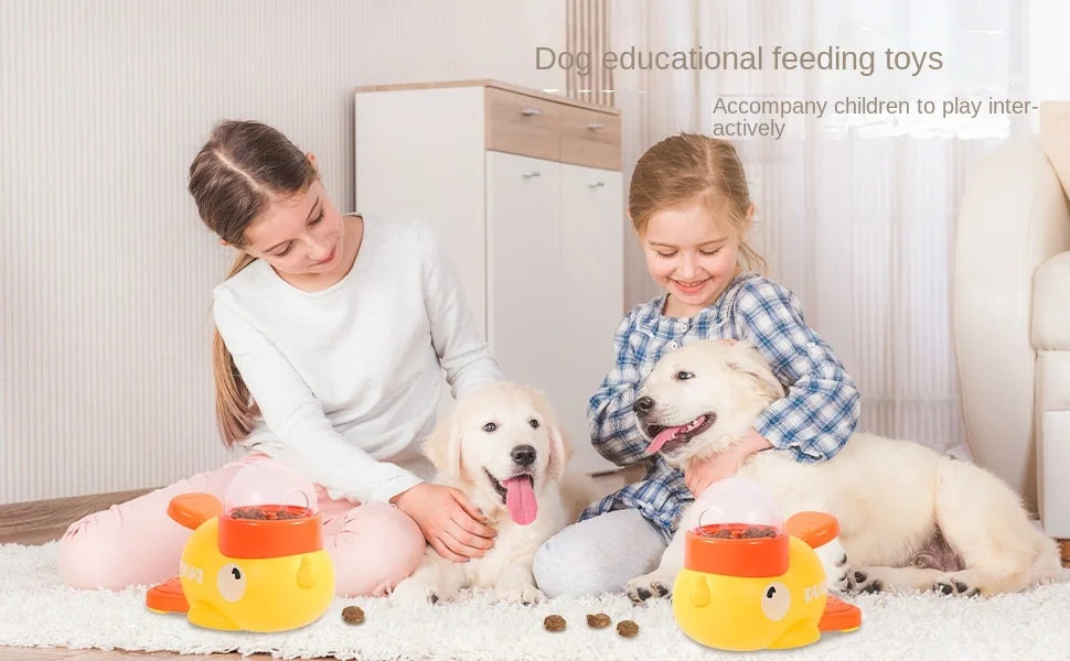 cartoon duck 2-in-1 interactive treat dispenser toy for dogs & cats