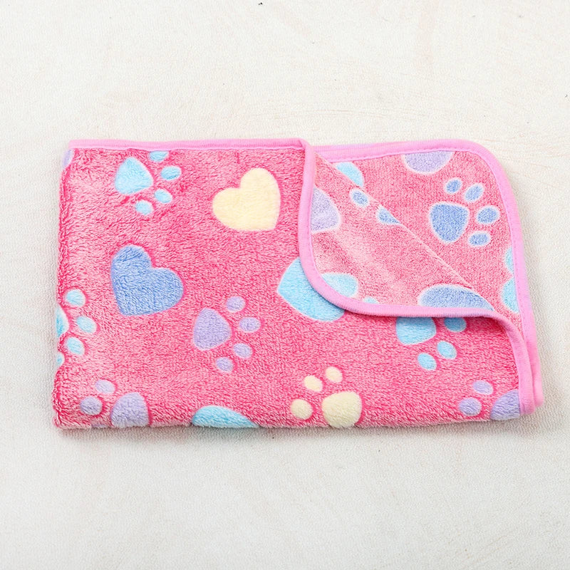 soft fluffy paw print pet blanket for puppies and cats warm flannel mat