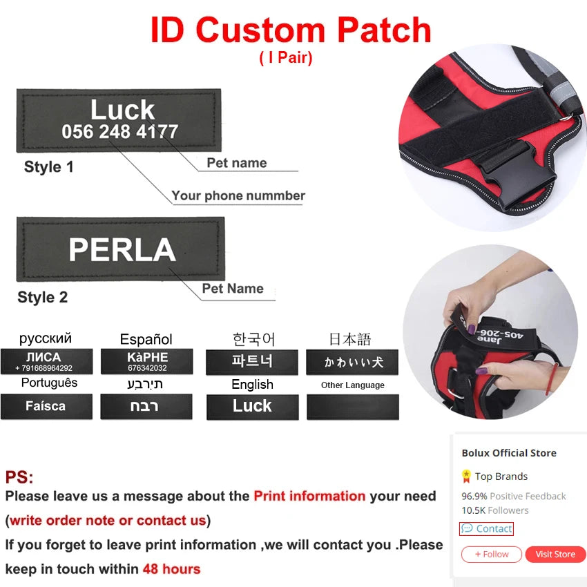 personalized reflective dog harness – no-pull vest for walking