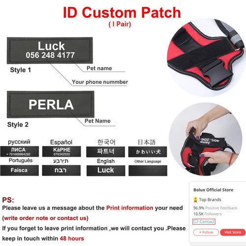 Personalized Reflective Dog Harness – No-Pull Vest for Walking
