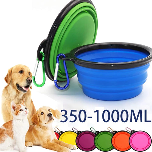 Folding Silicone Dog Bowl with Carabiner – Portable Travel Feeder