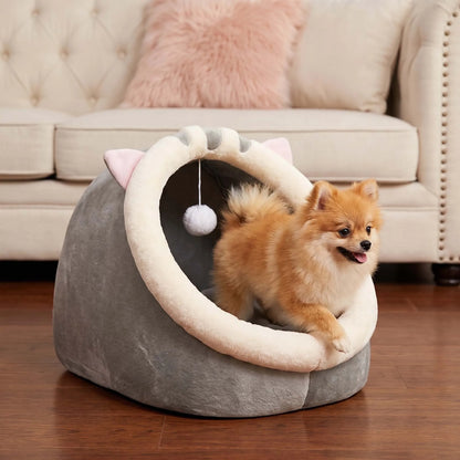 Cozy Cave Cat Bed – Warm Plush Tent for Deep, Comfortable Sleep